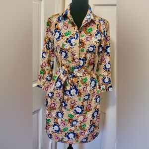 Banana Republic Floral Print Belted Midi Shirtdress with Pockets